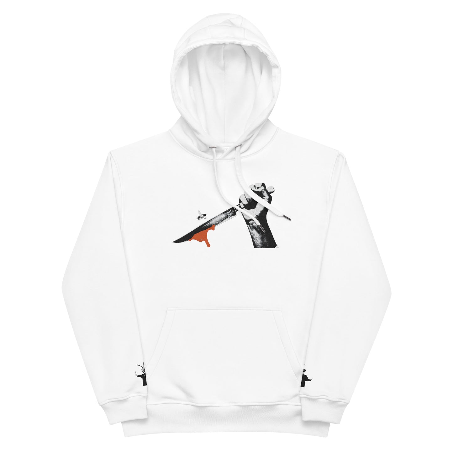 Premium Embroidered Bee Knife Hoodie/Bee Skull on Back