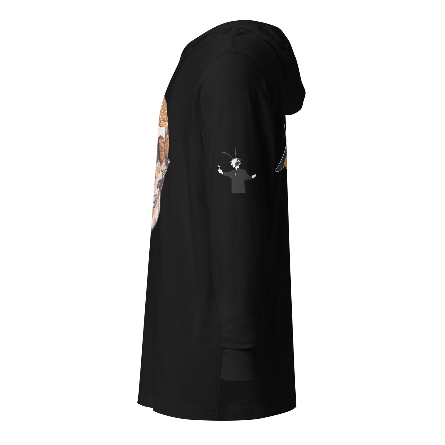 Hooded long-sleeve tee with Bee Knife on back