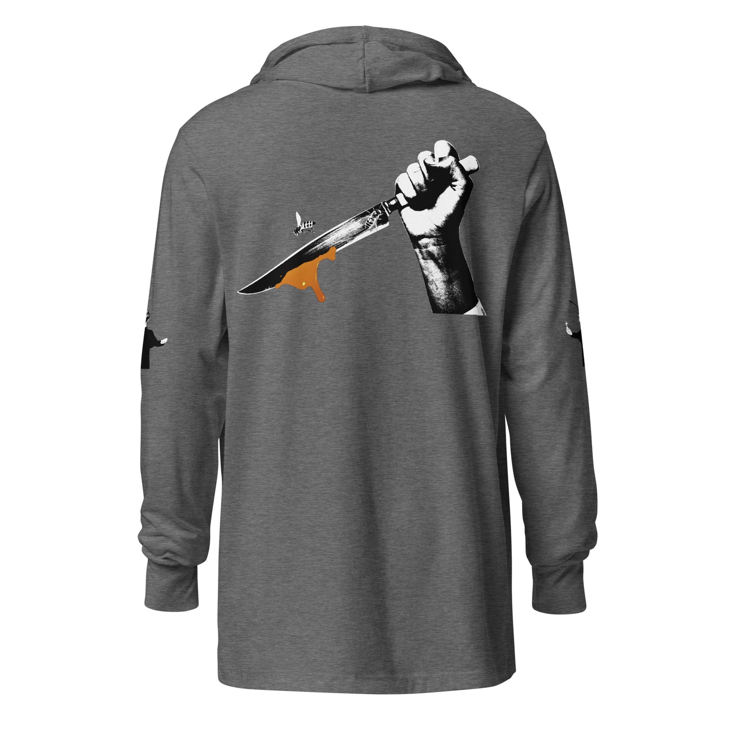 Hooded long-sleeve tee with Bee Knife on back