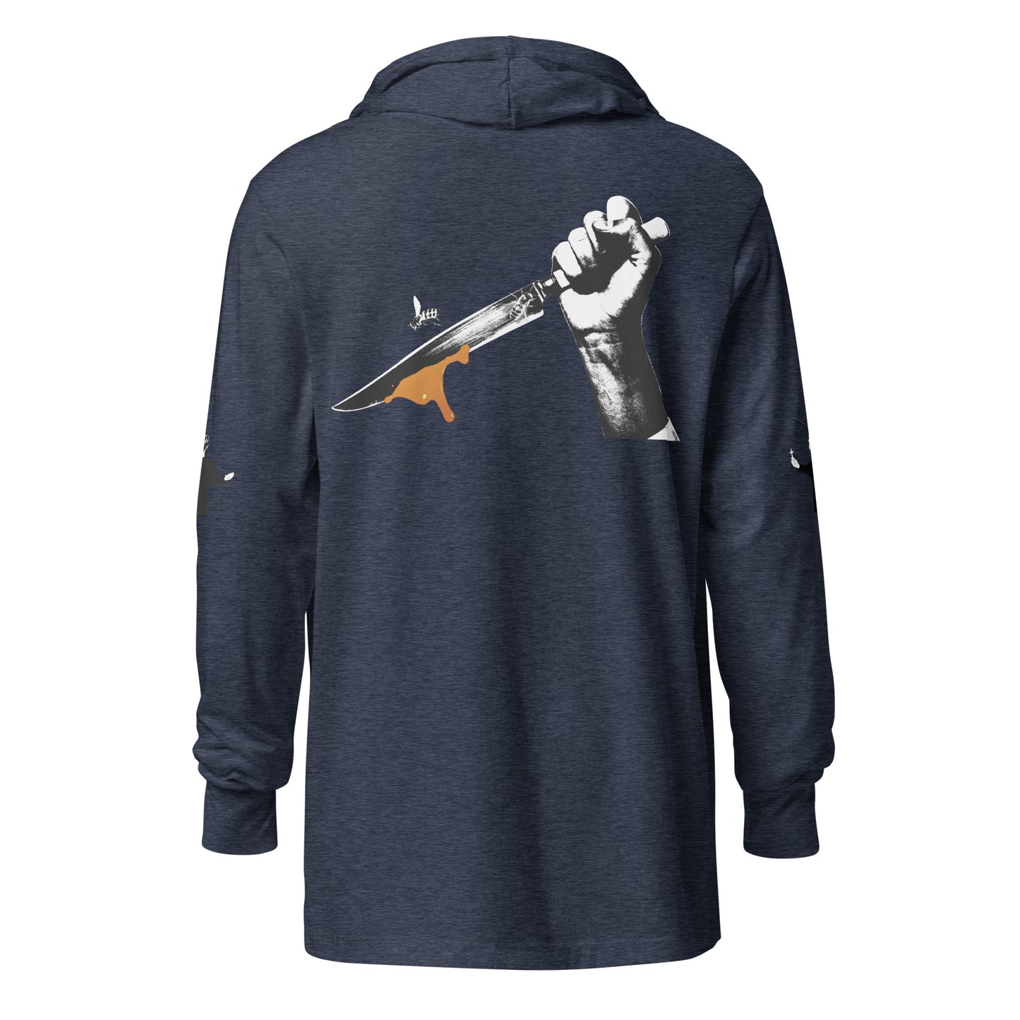Hooded long-sleeve tee with Bee Knife on back