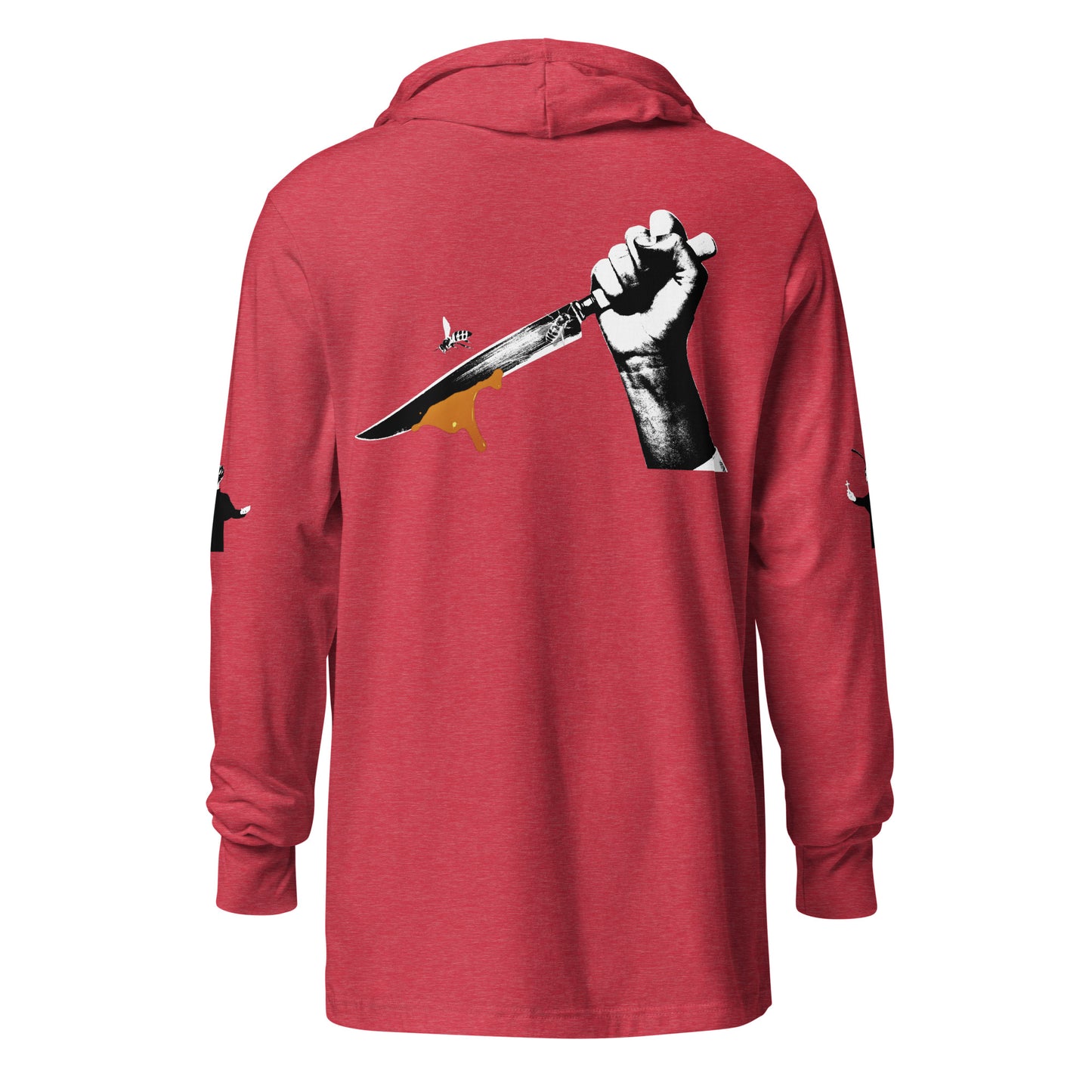 Hooded long-sleeve tee with Bee Knife on back
