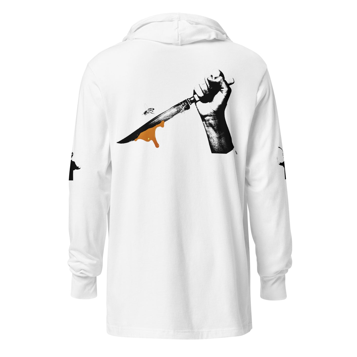 Hooded long-sleeve tee with Bee Knife on back