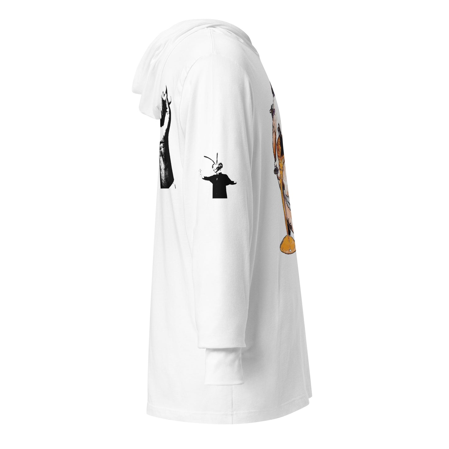 Hooded long-sleeve tee with Bee Knife on back
