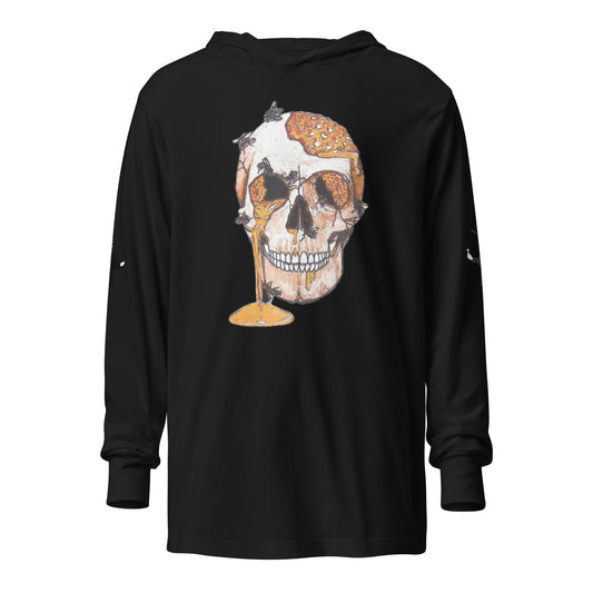 Hooded long-sleeve tee with Bee Knife on back